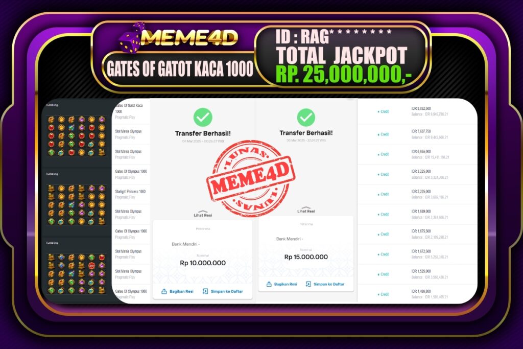 Bukti Jp MEME4D Slot Online 04 Maret 2025