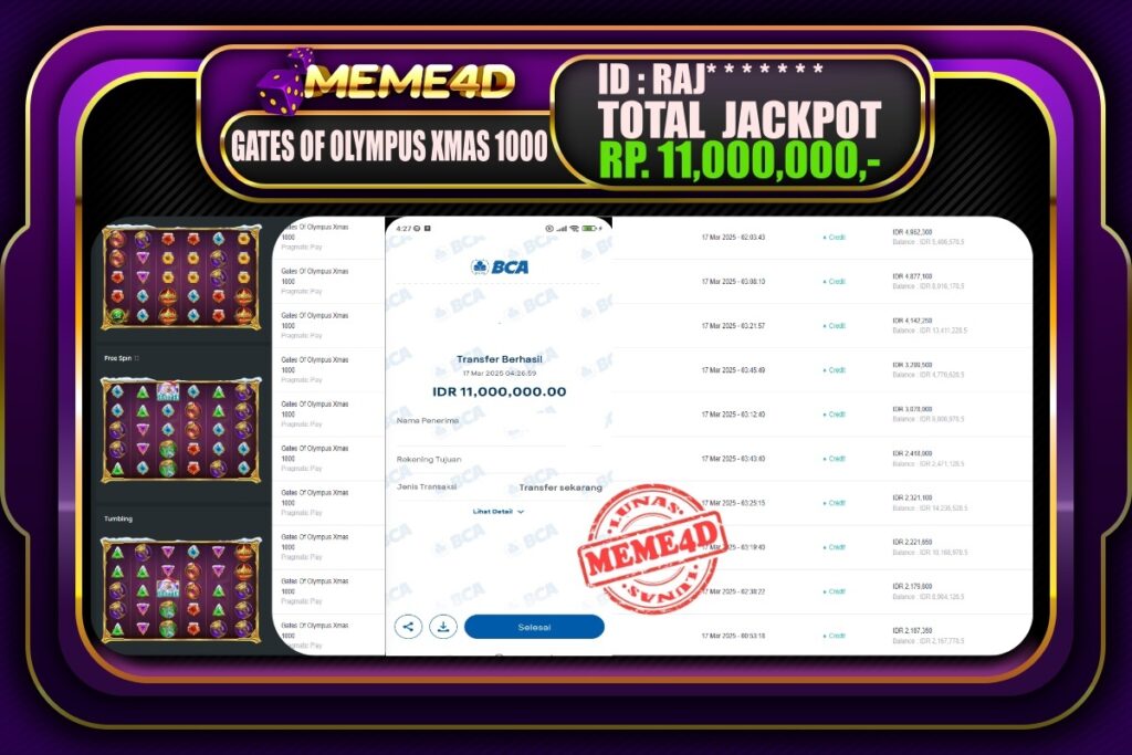 Bukti Jp MEME4D Slot Online 17 Maret 2025