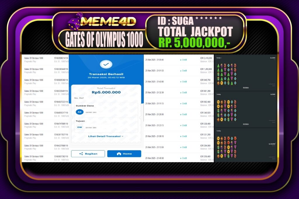 Bukti Jp MEME4D Slot Online 26 Maret 2025