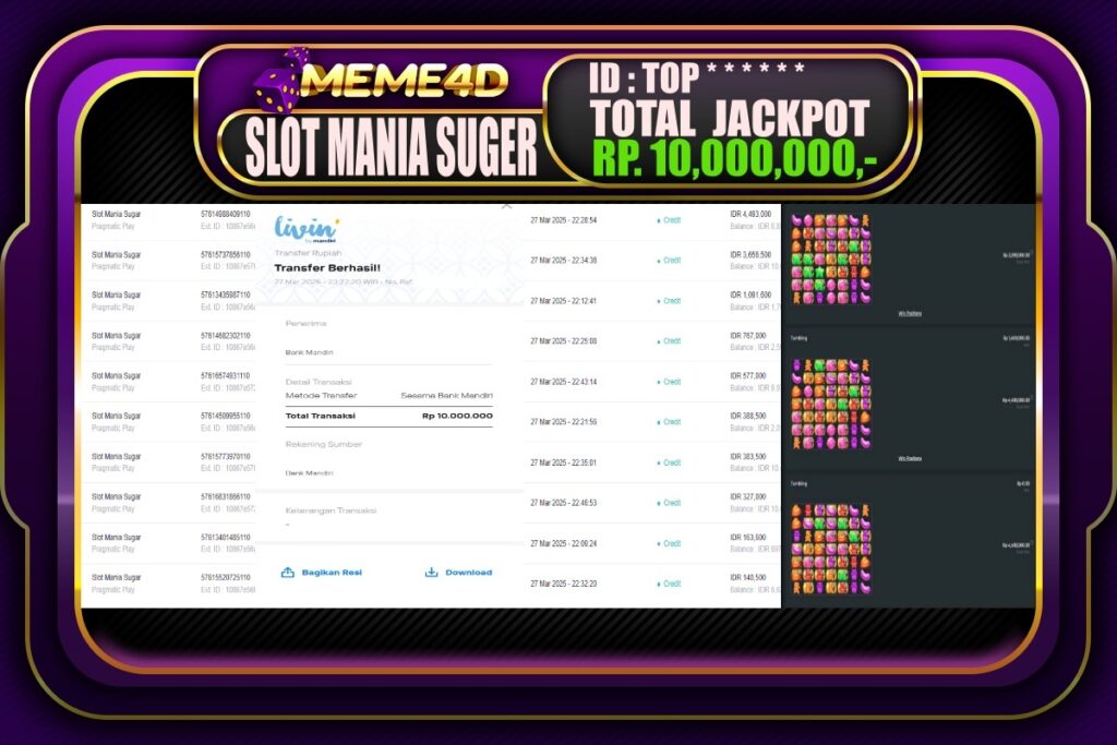 Bukti Jp MEME4D Slot Online 28 Maret 2025