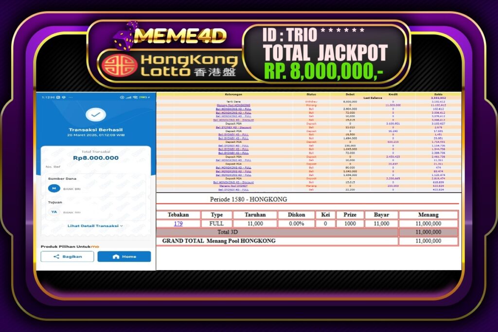 Bukti Jp MEME4D Togel Online 26 Maret 2025