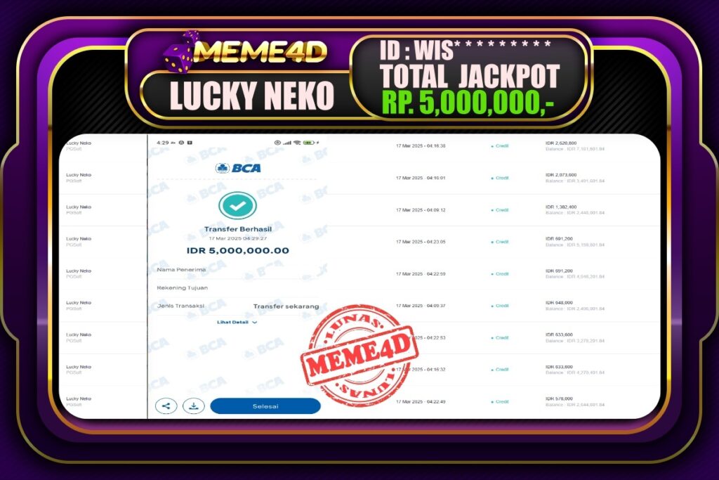 Bukti Jp MEME4D Slot Online 17 Maret 2025