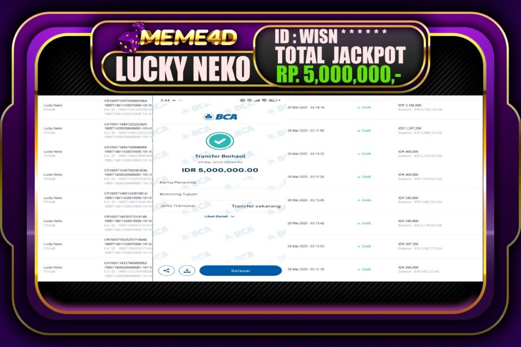 Bukti Jp MEME4D Slot Online 29 Maret 2025
