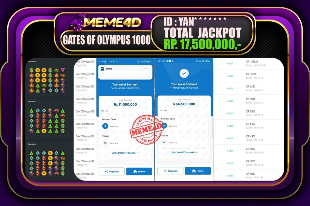 Bukti Jp MEME4D Slot Online 15 Maret 2025
