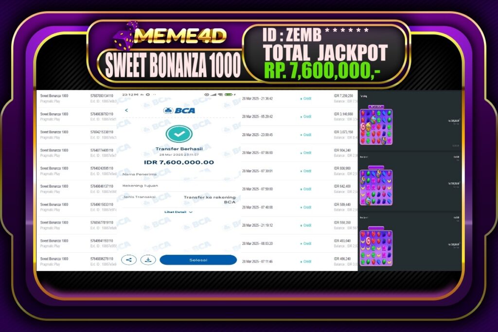 Bukti Jp MEME4D Slot Online 29 Maret 2025