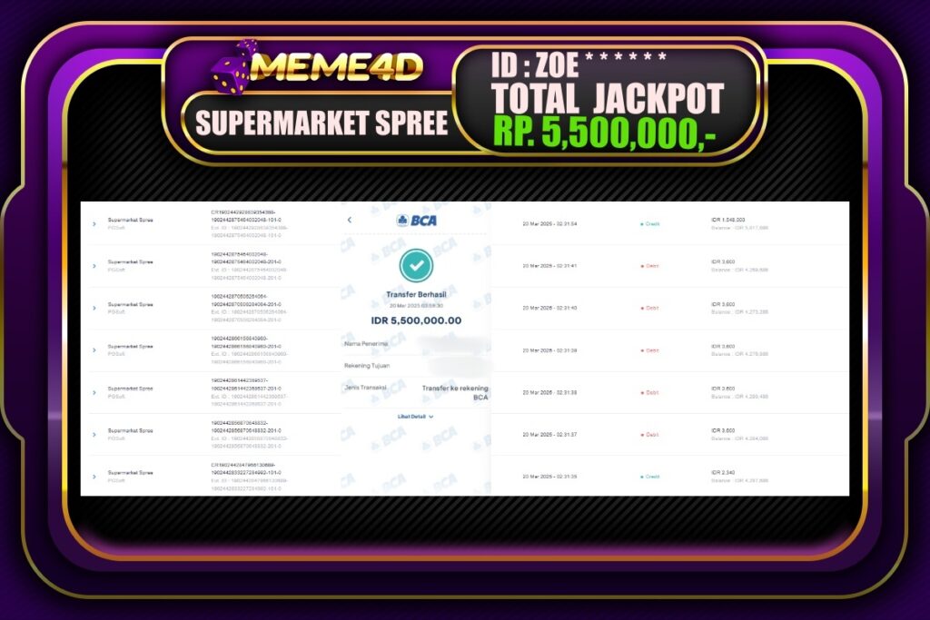 Bukti Jp MEME4D Slot Online 20 Maret 2025