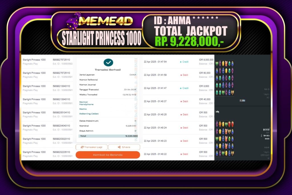 Bukti Jp MEME4D Slot Online 22 April 2025