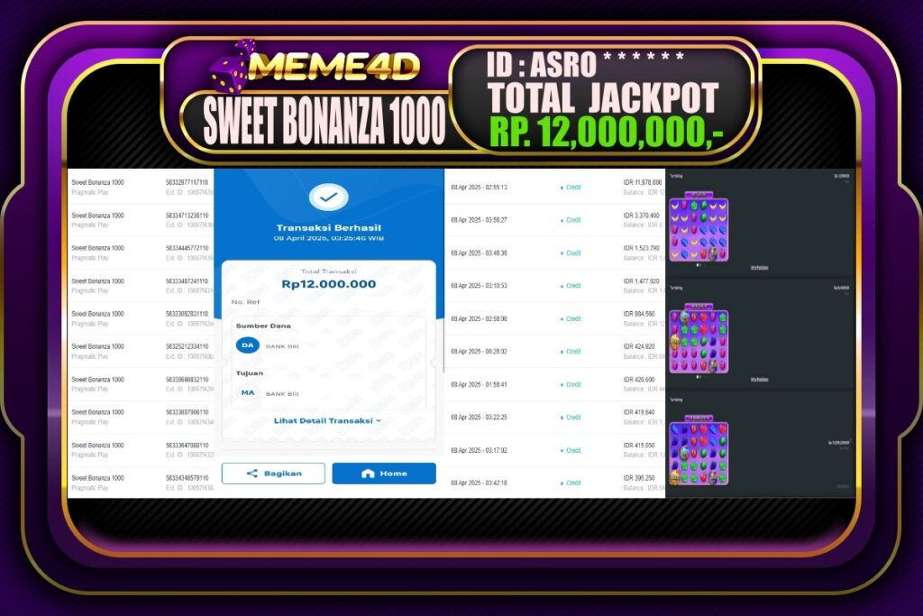 Bukti Jp MEME4D Slot Online 08 April 2025