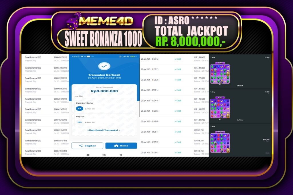 Bukti Jp MEME4D Slot Online 20 April 2025