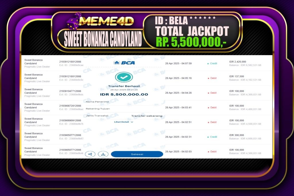 Bukti Jp MEME4D Slot Online 28 April 2025