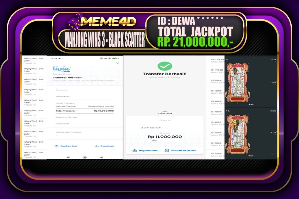 Bukti Jp MEME4D Slot Online 05 April 2025