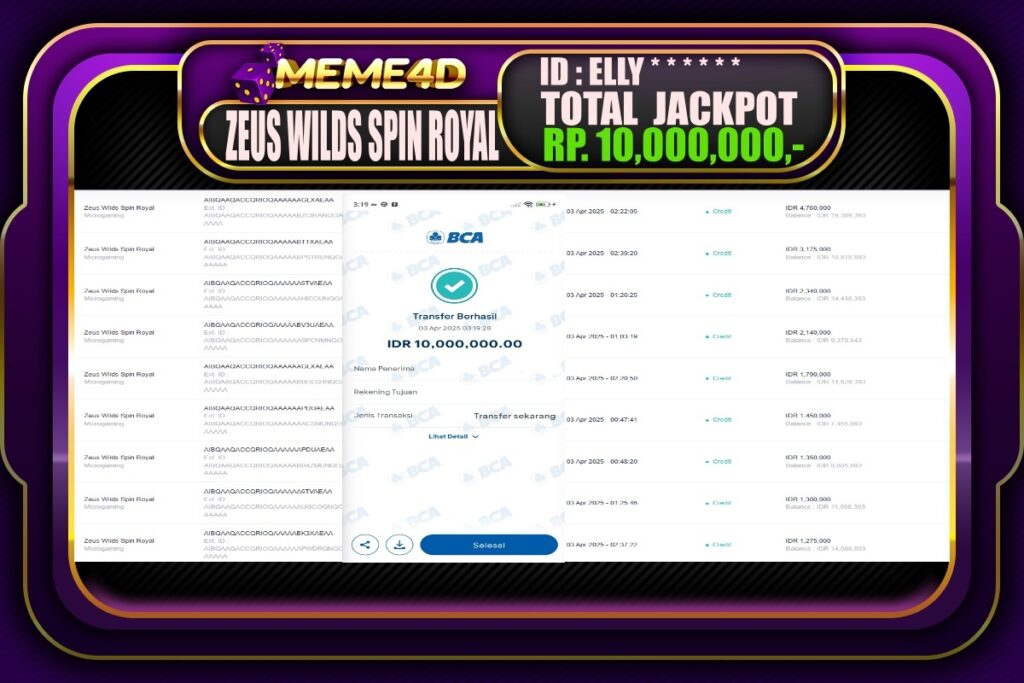 Bukti Jp MEME4D Slot Online 03 April 2025