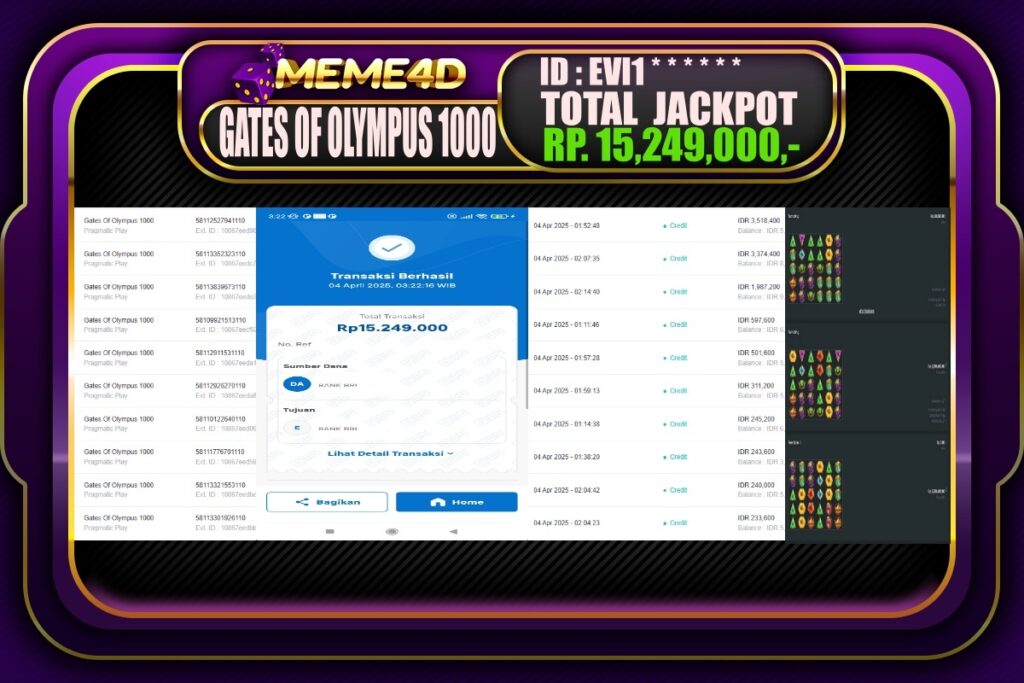 Bukti Jp MEME4D Slot Online 04 April 2025