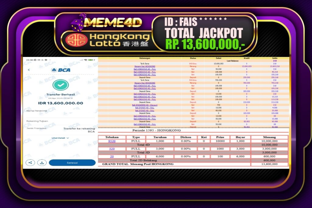 Bukti Jp MEME4D Togel Online 10 April 2025