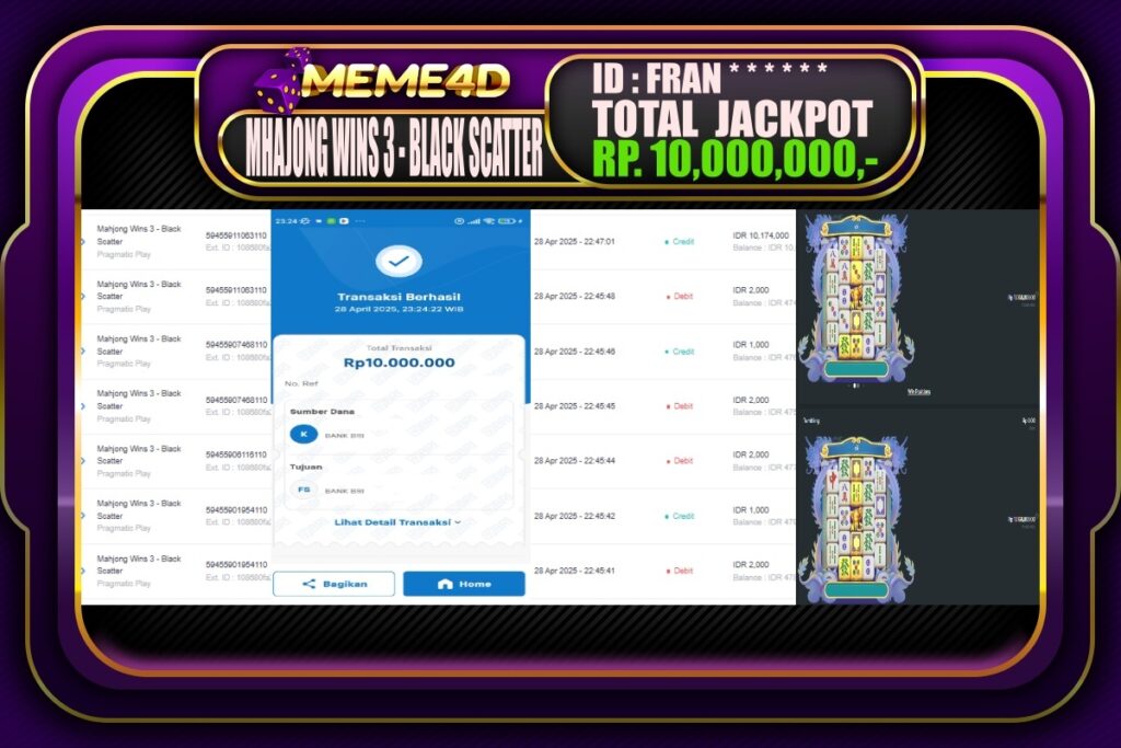 Bukti Jp MEME4D Slot Online 29 April 2025