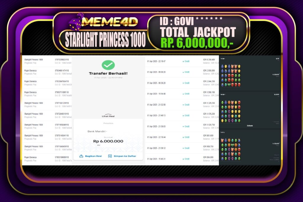 Bukti Jp MEME4D Slot Online 02 April 2025