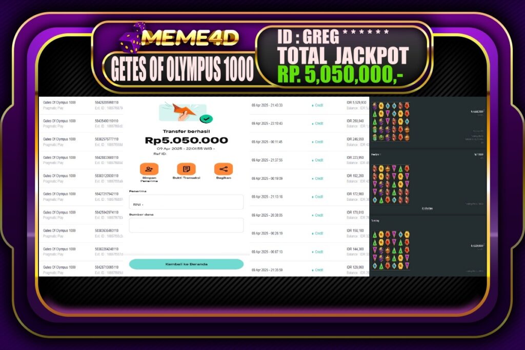 Bukti Jp MEME4D Slot Online 10 April 2025