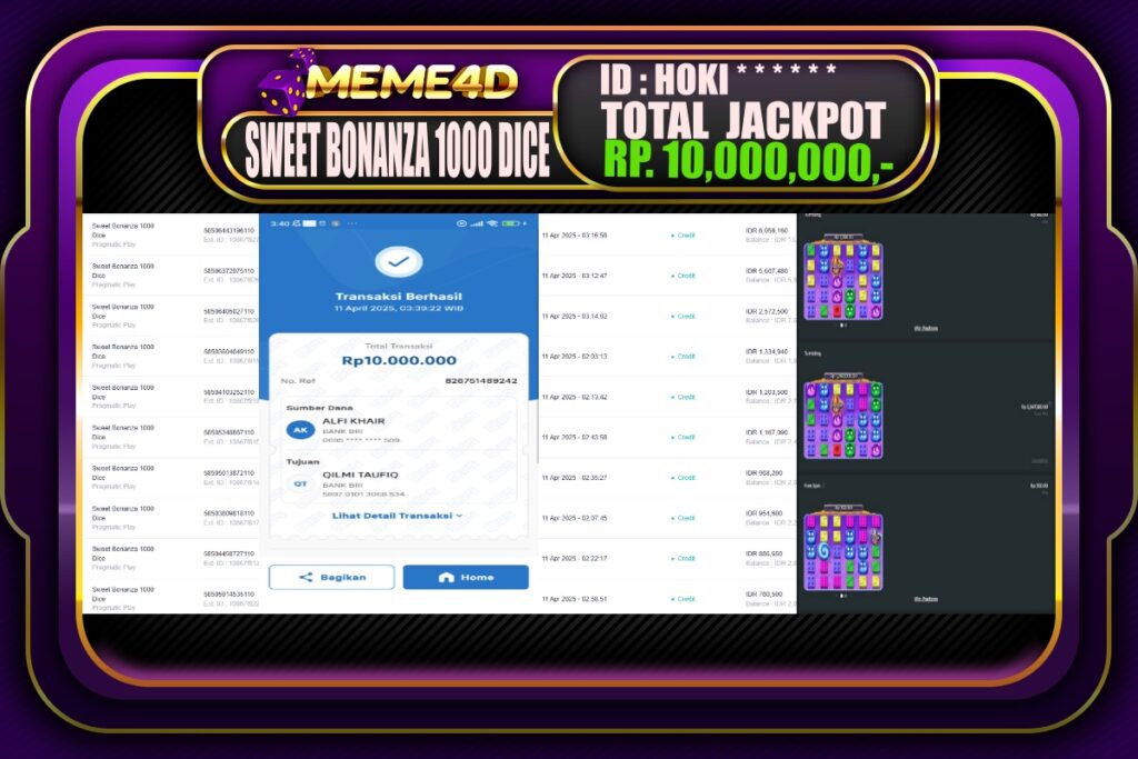 Bukti Jp MEME4D Slot Online 11 April 2025