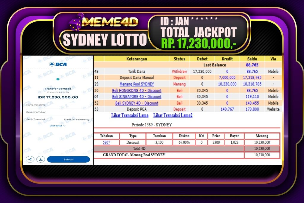 Bukti Jp MEME4D Togel Online 08 April 2025