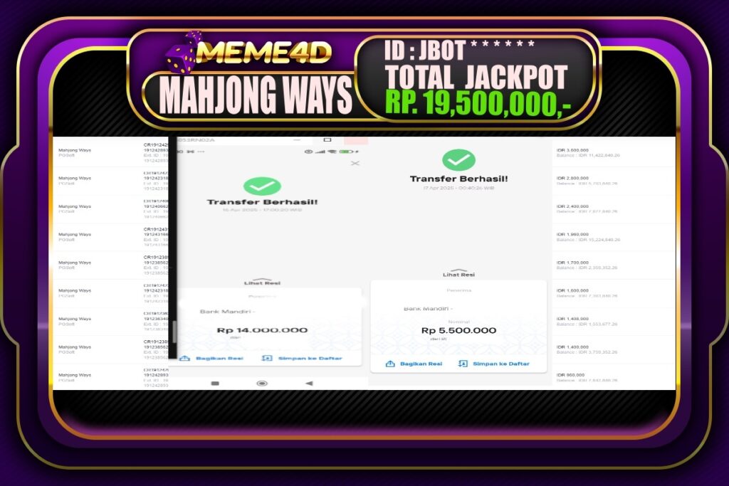 Bukti Jp MEME4D Slot Online 17 April 2025