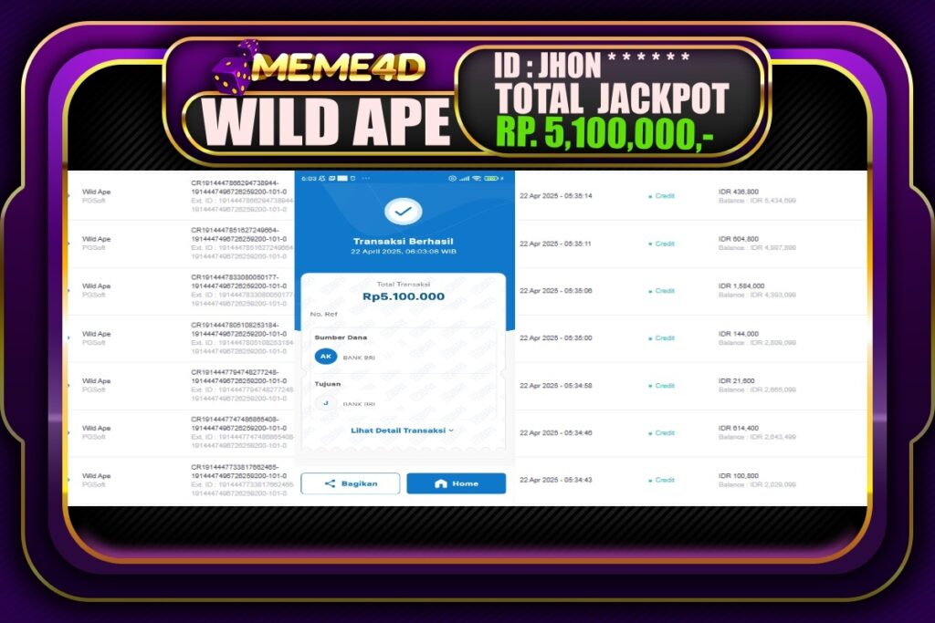 Bukti Jp MEME4D Slot Online 22 April 2025