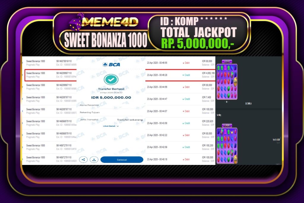 Bukti Jp MEME4D Slot Online 23 April 2025