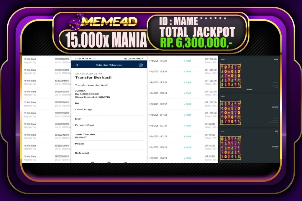 Bukti Jp MEME4D Slot Online 16 April 2025