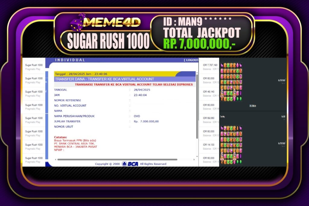 Bukti Jp MEME4D Slot Online 29 April 2025