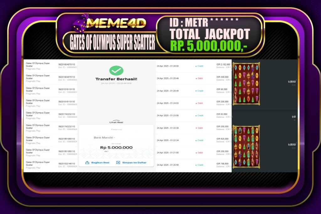 Bukti Jp MEME4D Slot Online 24 April 2025