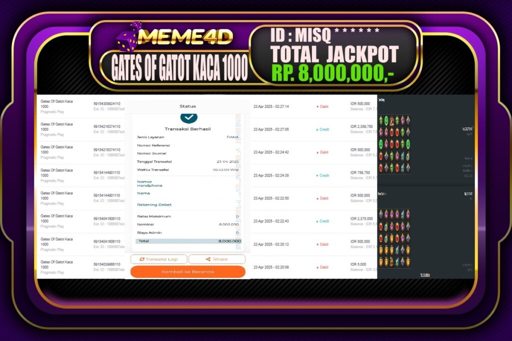 Bukti Jp MEME4D Slot Online 23 April 2025