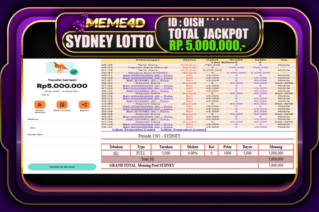 Bukti Jp MEME4D Togel Online 10 April 2025