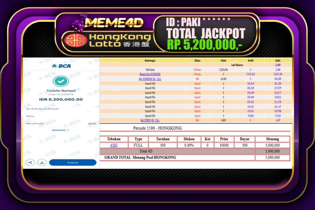 Bukti Jp MEME4D Togel Online 11 April 2025