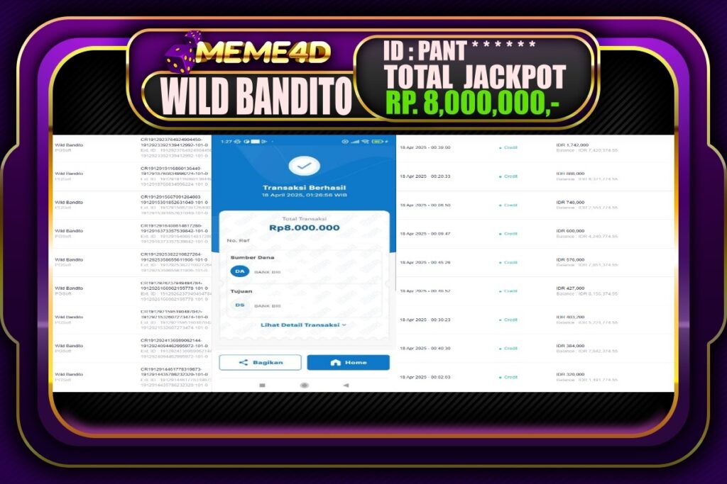 Bukti Jp MEME4D Slot Online 18 April 2025