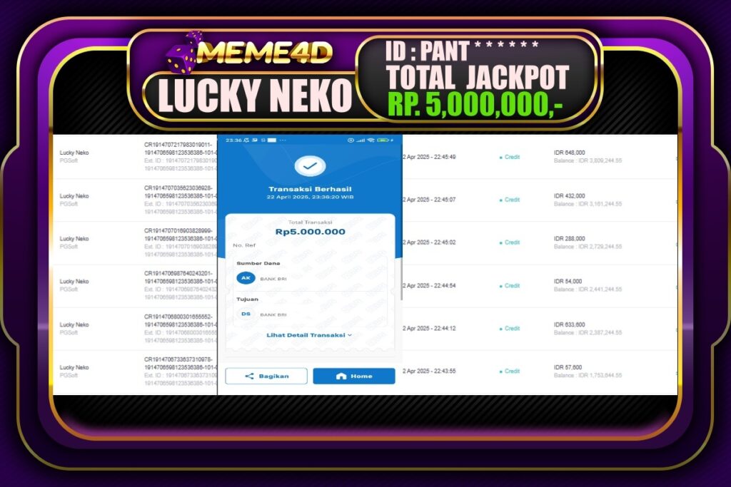 Bukti Jp MEME4D Slot Online 23 April 2025