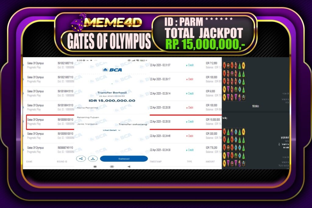 Bukti Jp MEME4D Slot Online 22 April 2025