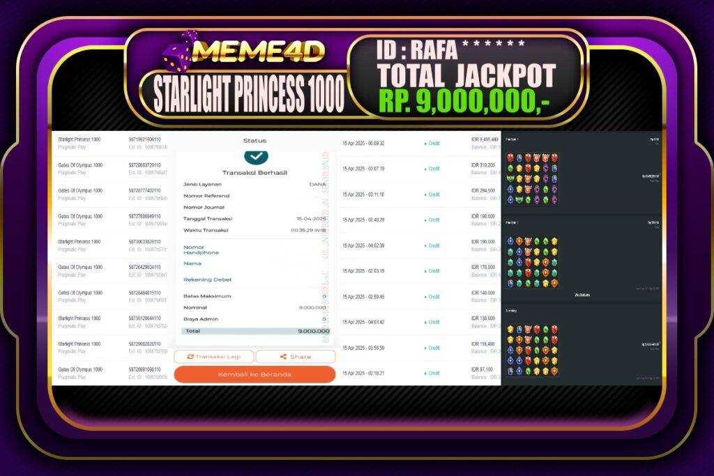 Bukti Jp MEME4D Slot Online 15 April 2025