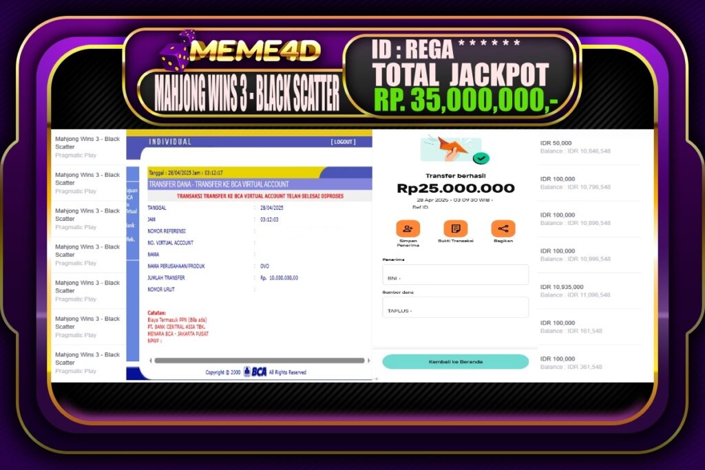 Bukti Jp MEME4D Slot Online 28 April 2025