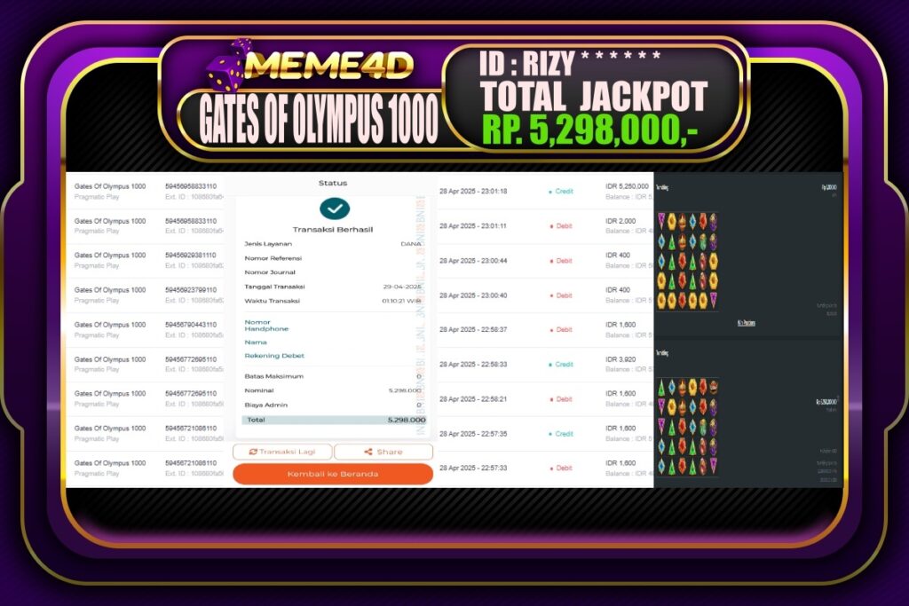 Bukti Jp MEME4D Slot Online 29 April 2025