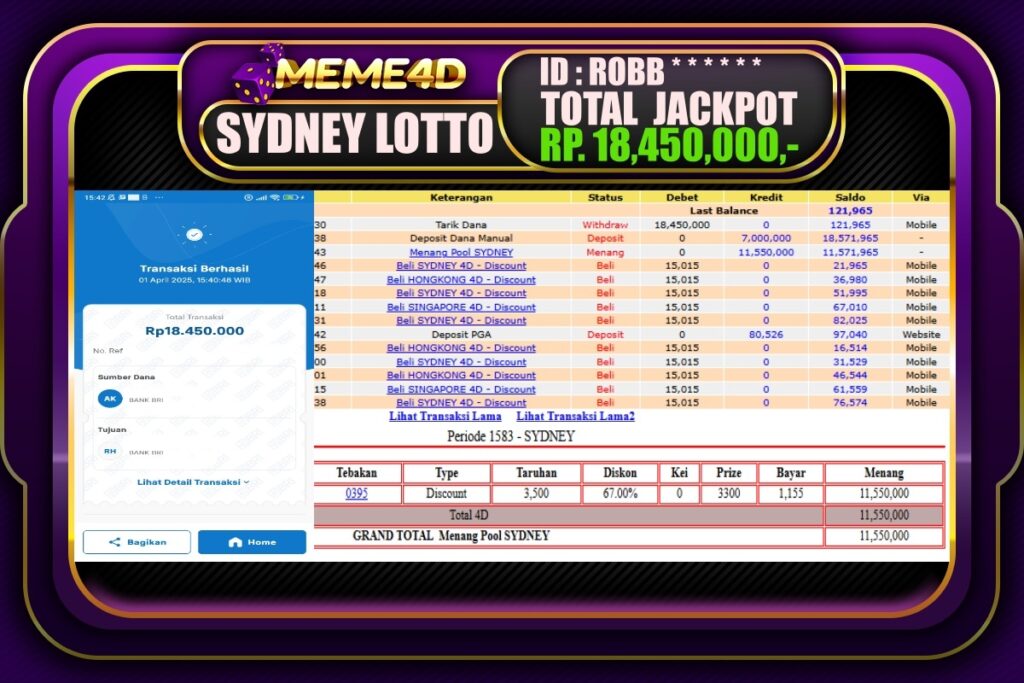 Bukti Jp MEME4D Togel Online 02 April 2025