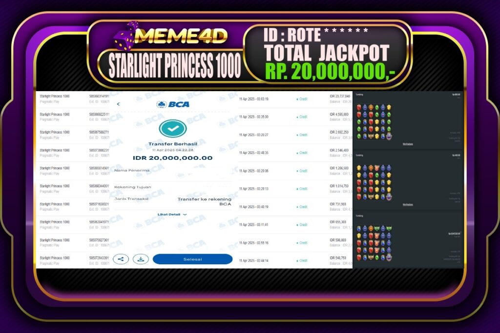 Bukti Jp MEME4D Slot Online 11 April 2025