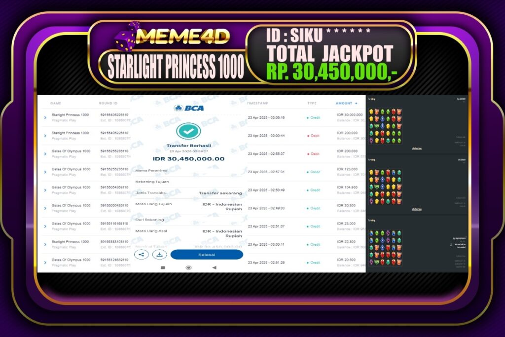 Bukti Jp MEME4D Slot Online 23 April 2025