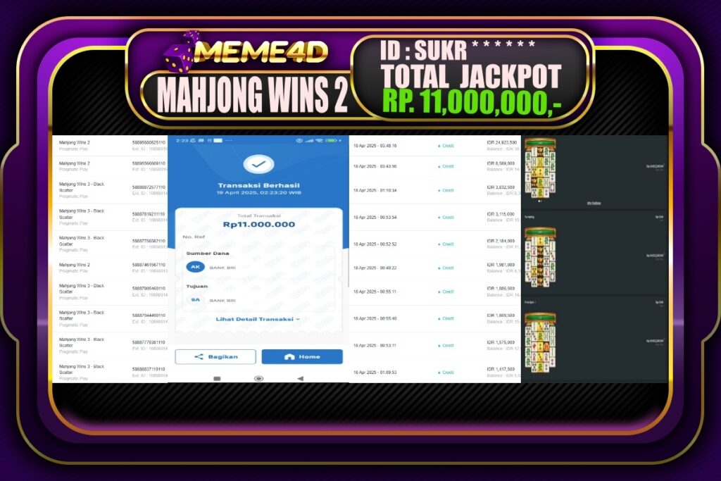 Bukti Jp MEME4D Slot Online 19 April 2025