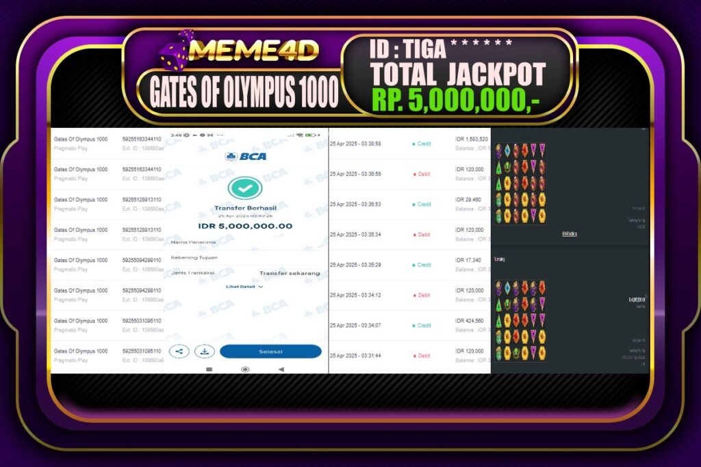 Bukti Jp MEME4D Slot Online 25 April 2025