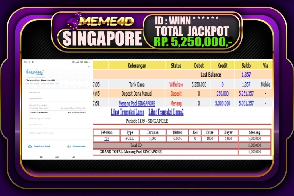 Bukti Jp MEME4D Togel Online 04 April 2025