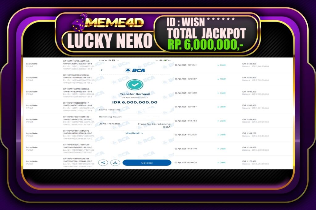 Bukti Jp MEME4D Slot Online 03 April 2025