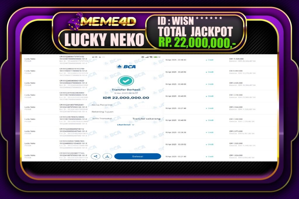 Bukti Jp MEME4D Slot Online 16 April 2025