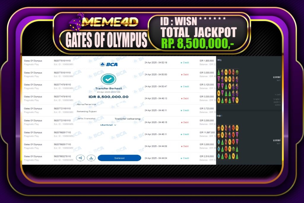 Bukti Jp MEME4D Slot Online 25 April 2025
