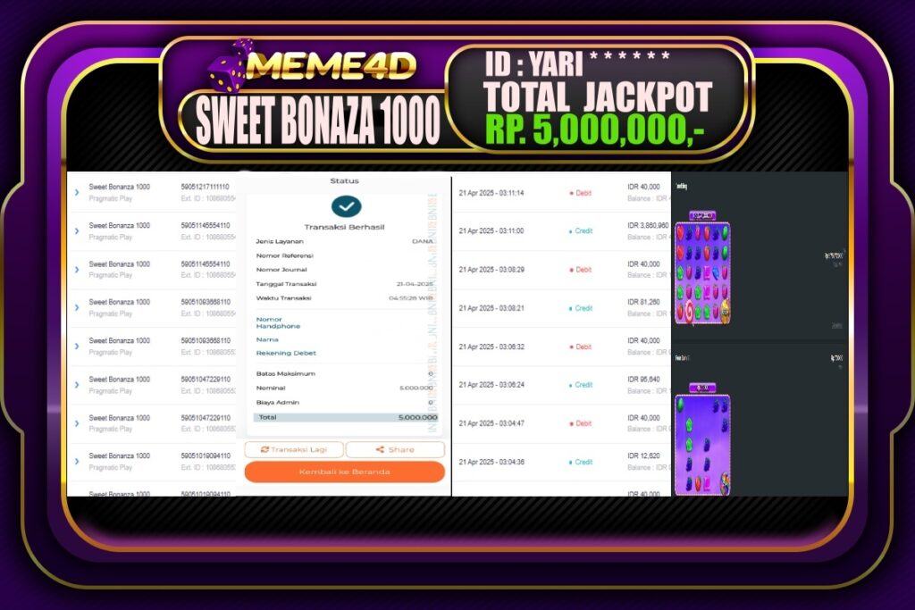 Bukti Jp MEME4D Slot Online 21 April 2025