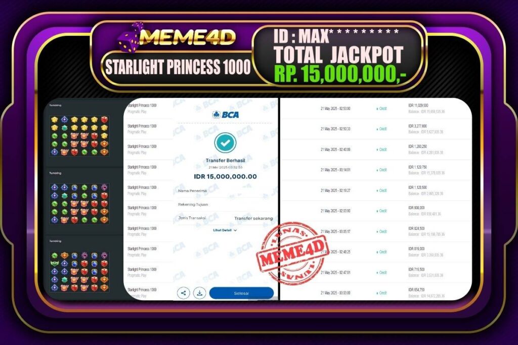 Bukti Jp MEME4D Slot Online 21 Mei 2025