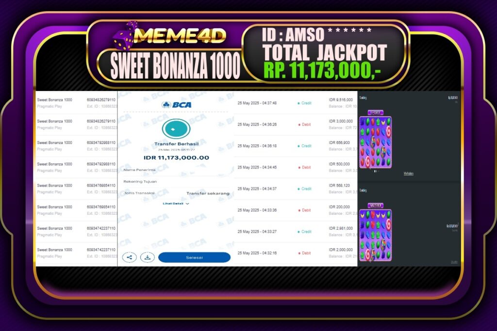 Bukti Jp MEME4D Slot Online 25 Mei 2025